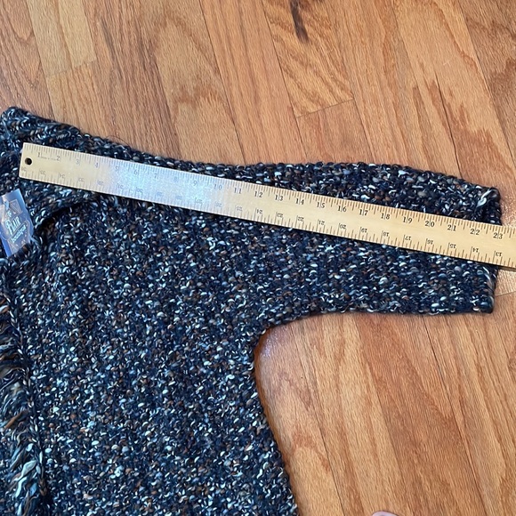 Chico’s Size 2 Medium multi color crochet sweater open front fringe sparkle - Picture 7 of 15